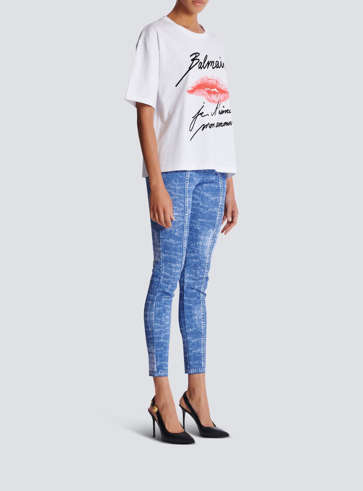 T-shirt à manches courtes imprimé kiss - Blanc & Noir & Rouge