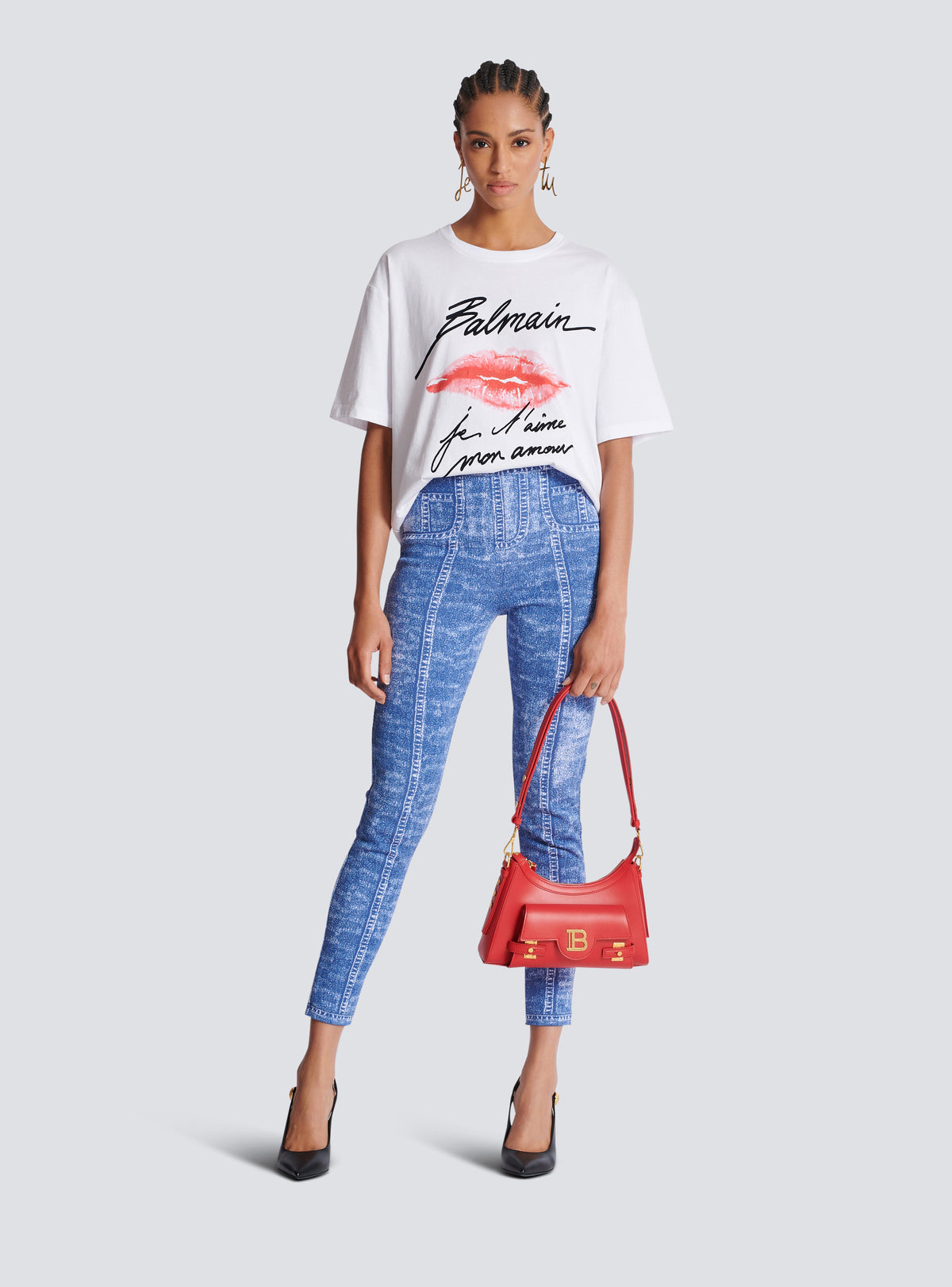 T-shirt à manches courtes imprimé kiss - Blanc & Noir & Rouge