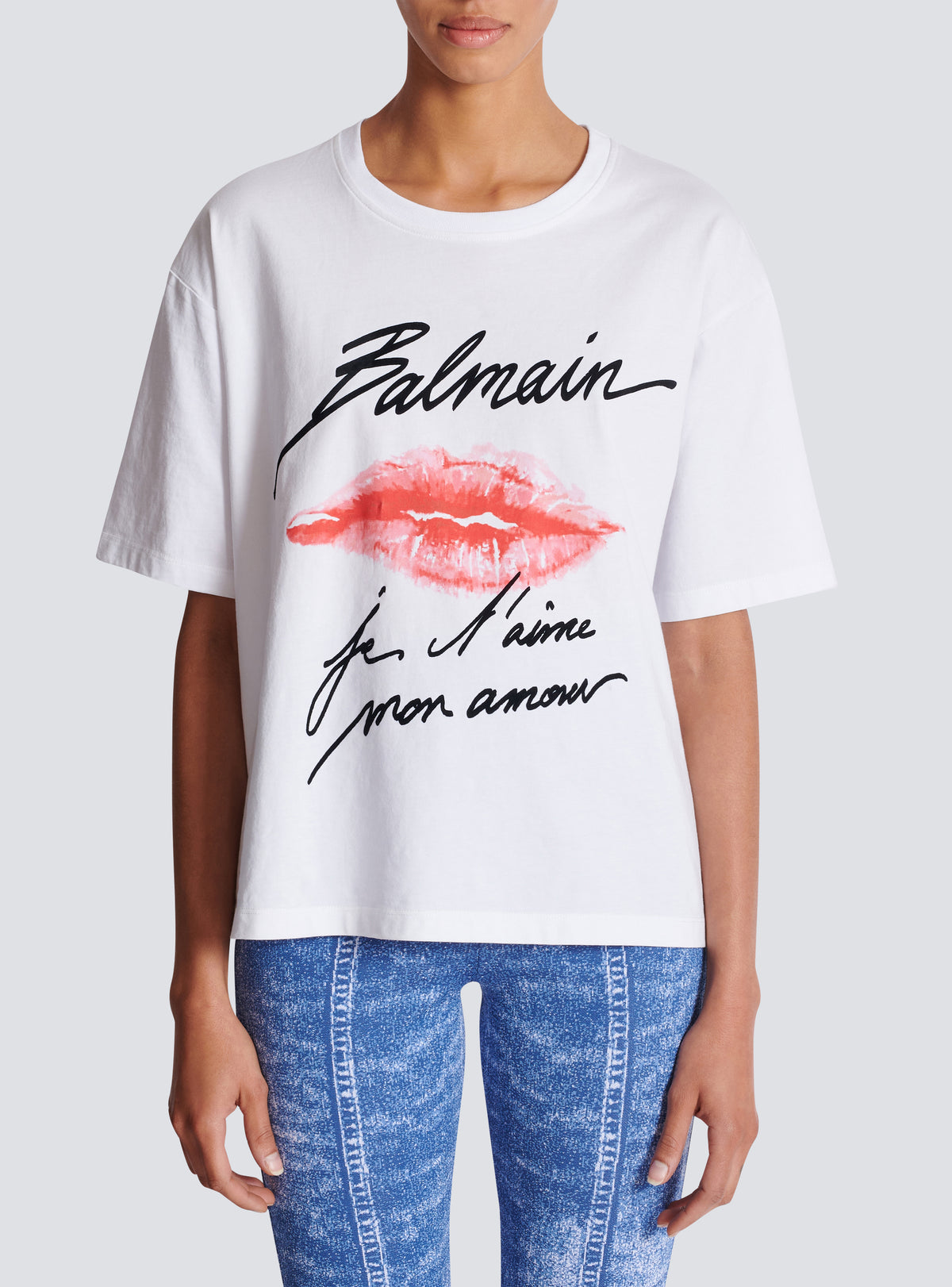 T-shirt à manches courtes imprimé kiss - Blanc & Noir & Rouge