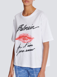 T-shirt à manches courtes imprimé kiss - Blanc & Noir & Rouge