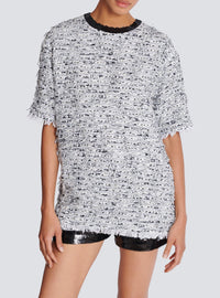 T-shirt ample en tweed - Blanc & Noir