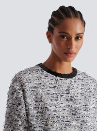 T-shirt ample en tweed - Blanc & Noir
