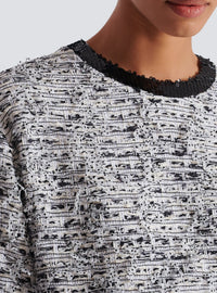 T-shirt ample en tweed - Blanc & Noir