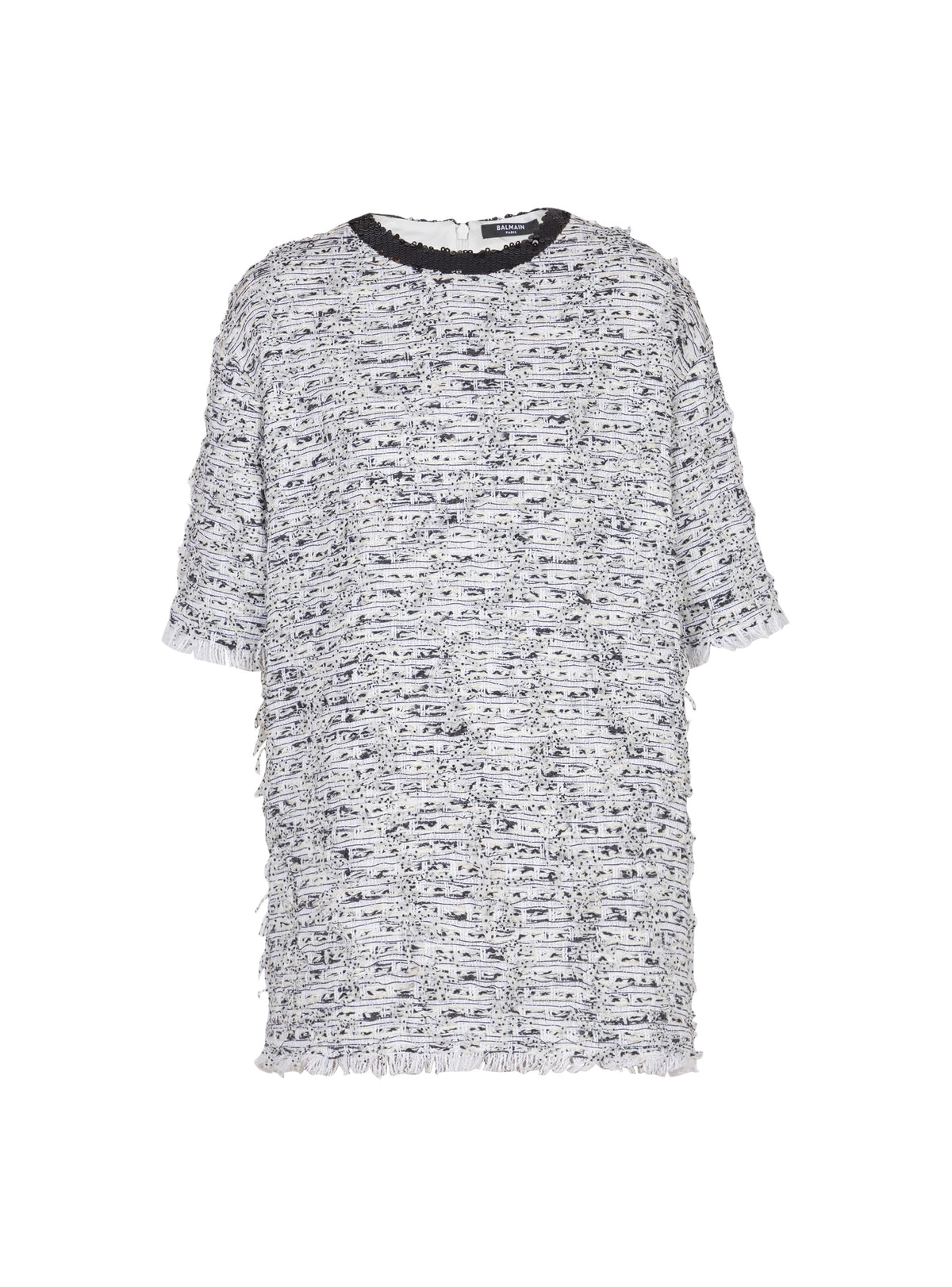 T-shirt ample en tweed - Blanc & Noir