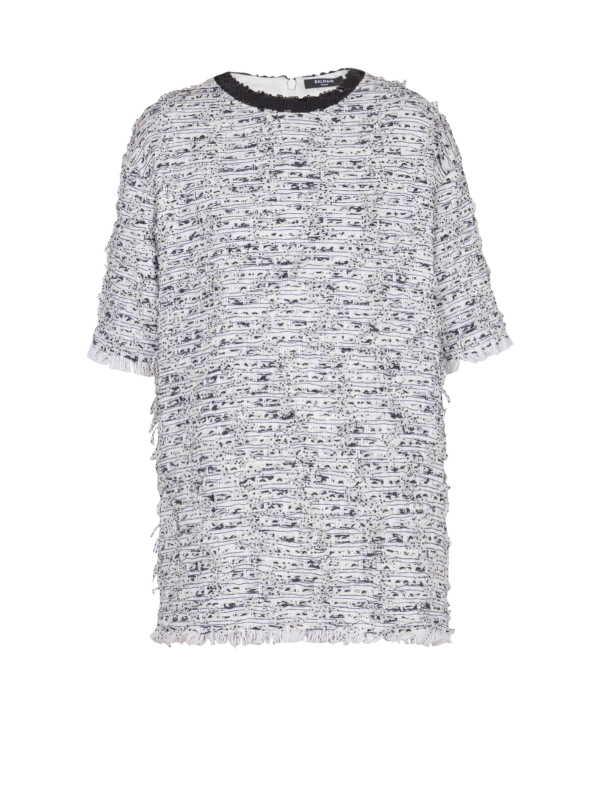 T-shirt ample en tweed - Blanc & Noir
