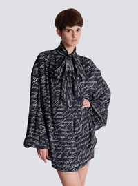 Chemise à col lavallière imprimée « lettre d'amour » - Noir & Blanc