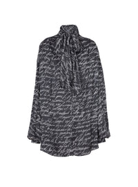 Chemise à col lavallière imprimée « lettre d'amour » - Noir & Blanc