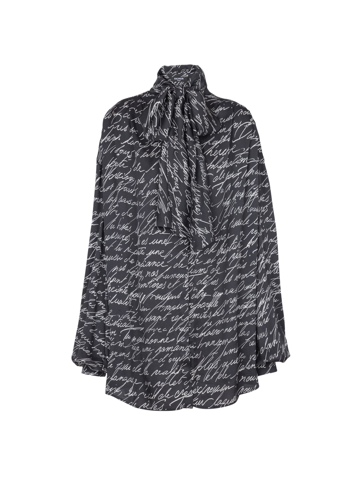 Chemise à col lavallière imprimée « lettre d'amour » - Noir & Blanc