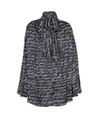 Chemise à col lavallière imprimée « lettre d'amour » - Noir & Blanc