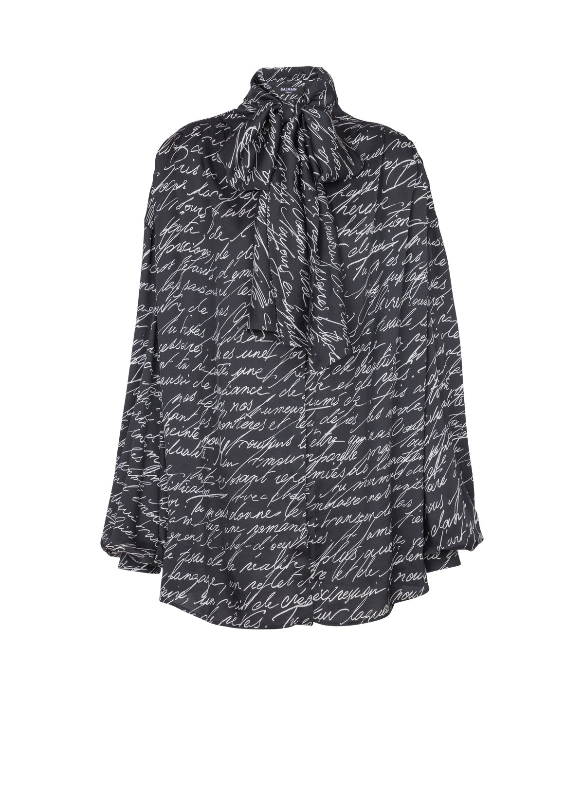 Chemise à col lavallière imprimée « lettre d'amour » - Noir & Blanc