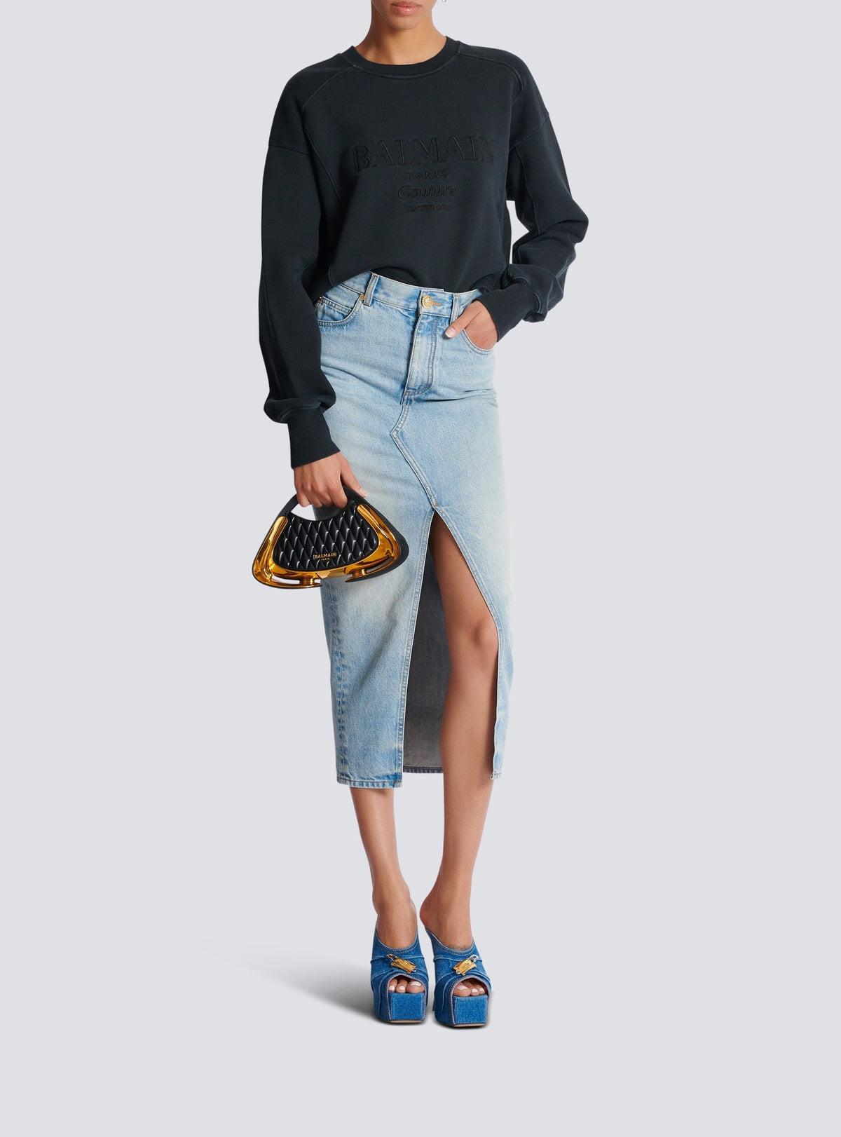 Sweatshirt brodé - Gris & Gris