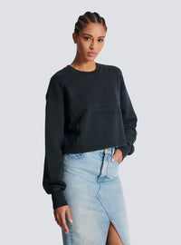 Sweatshirt brodé balmain couture - Gris & Gris