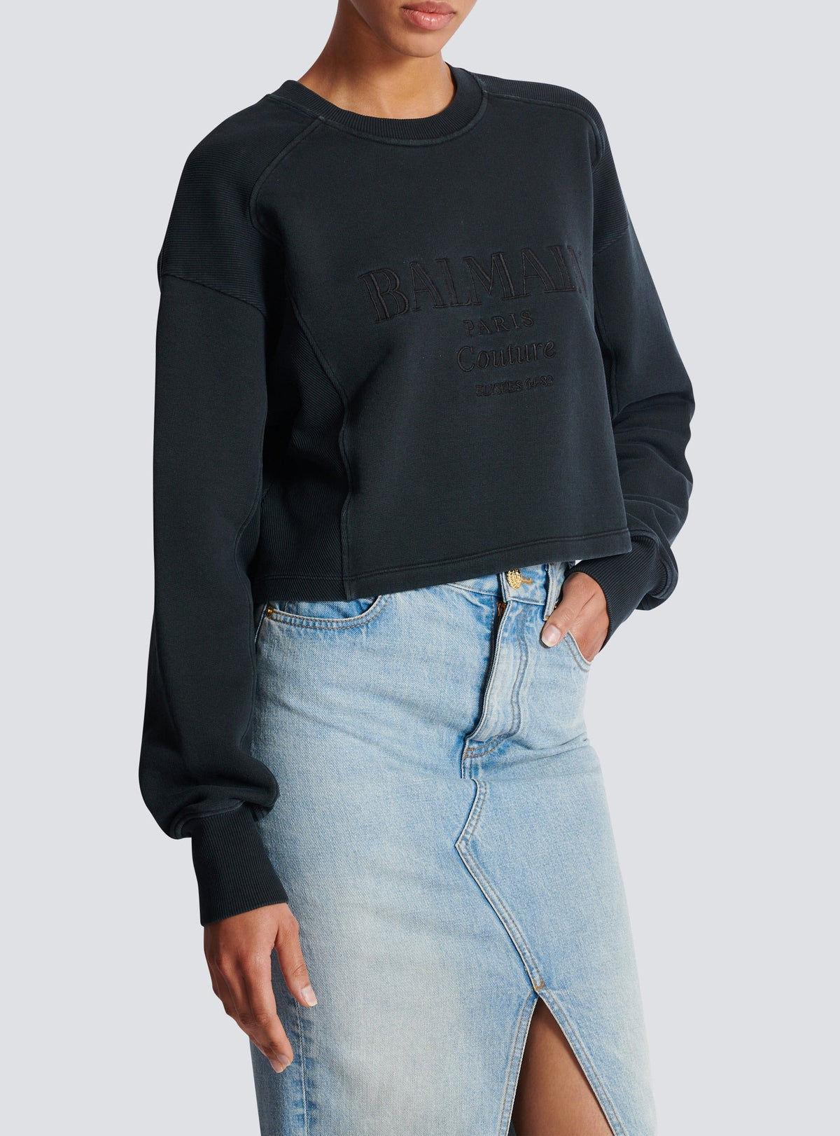 Sweatshirt brodé - Gris & Gris