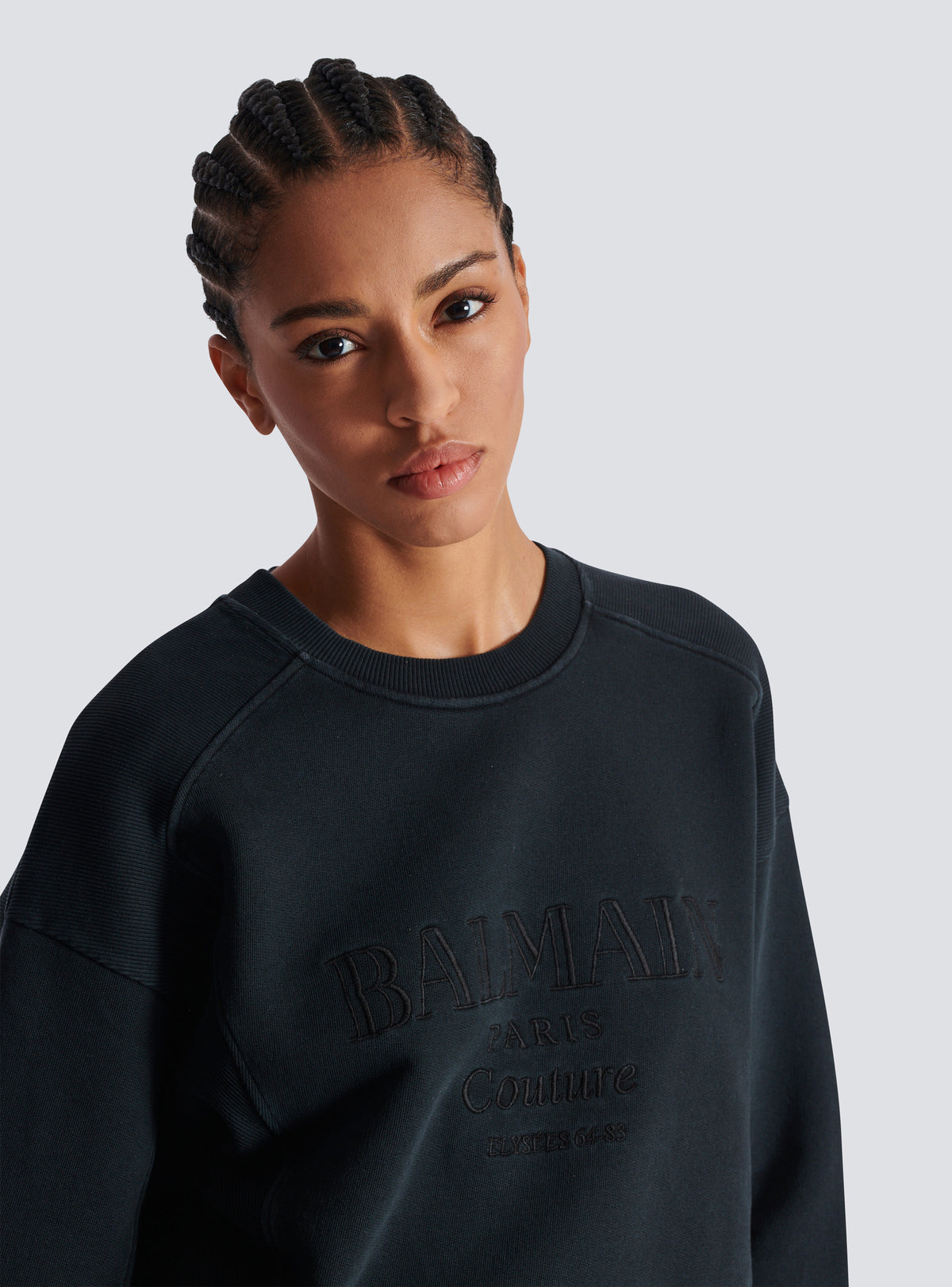 Sweatshirt brodé balmain couture - Gris & Gris