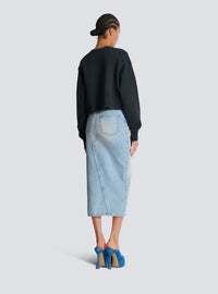 Sweatshirt brodé balmain couture - Gris & Gris