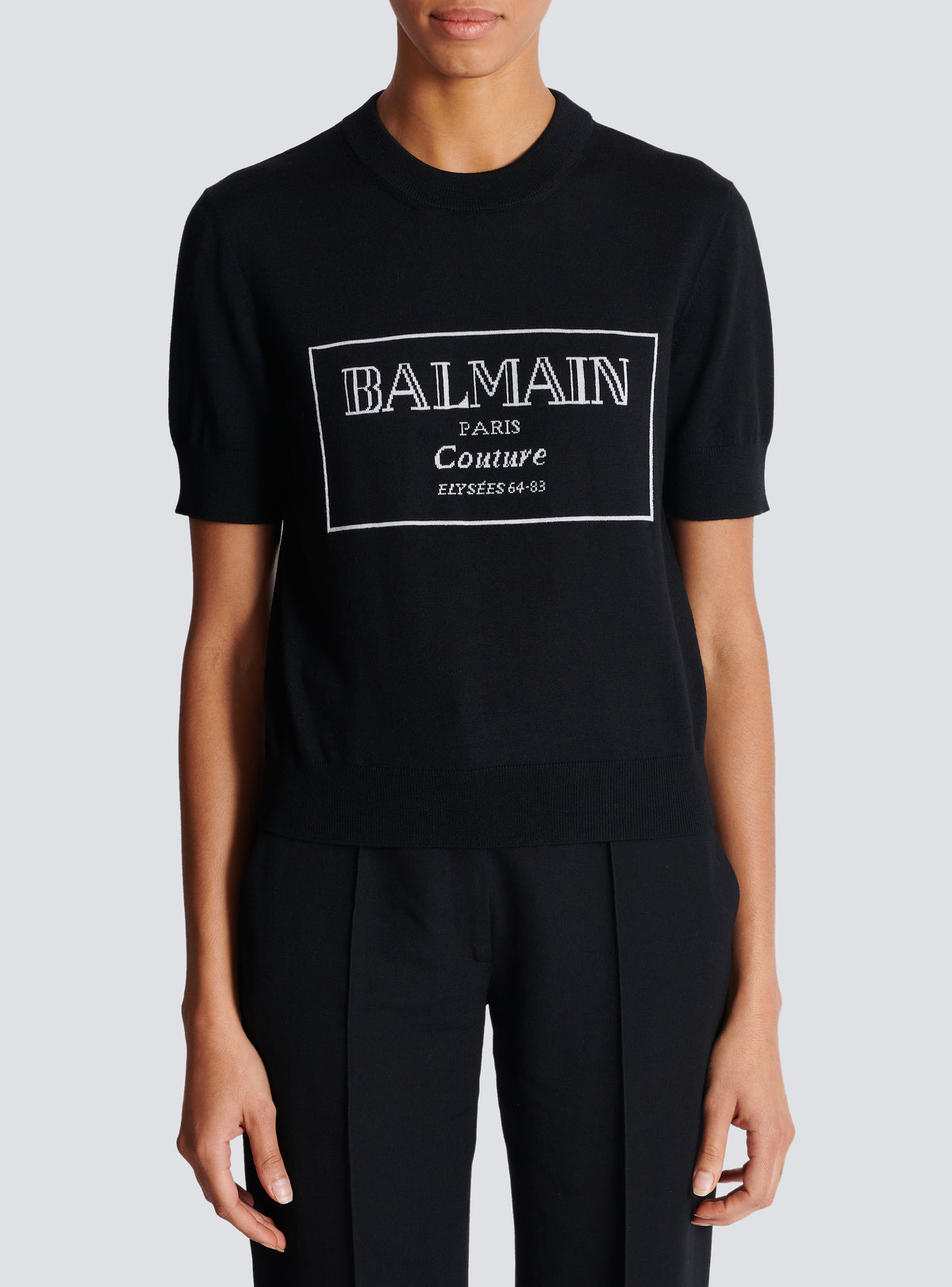 Top bicolore en maille balmain couture - Noir & Blanc