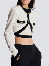 Cardigan-effect wool sweater - Natural & Black