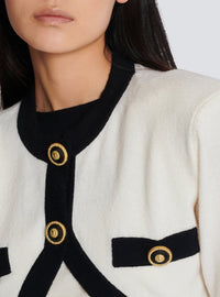 Cardigan-effect wool sweater - Natural & Black
