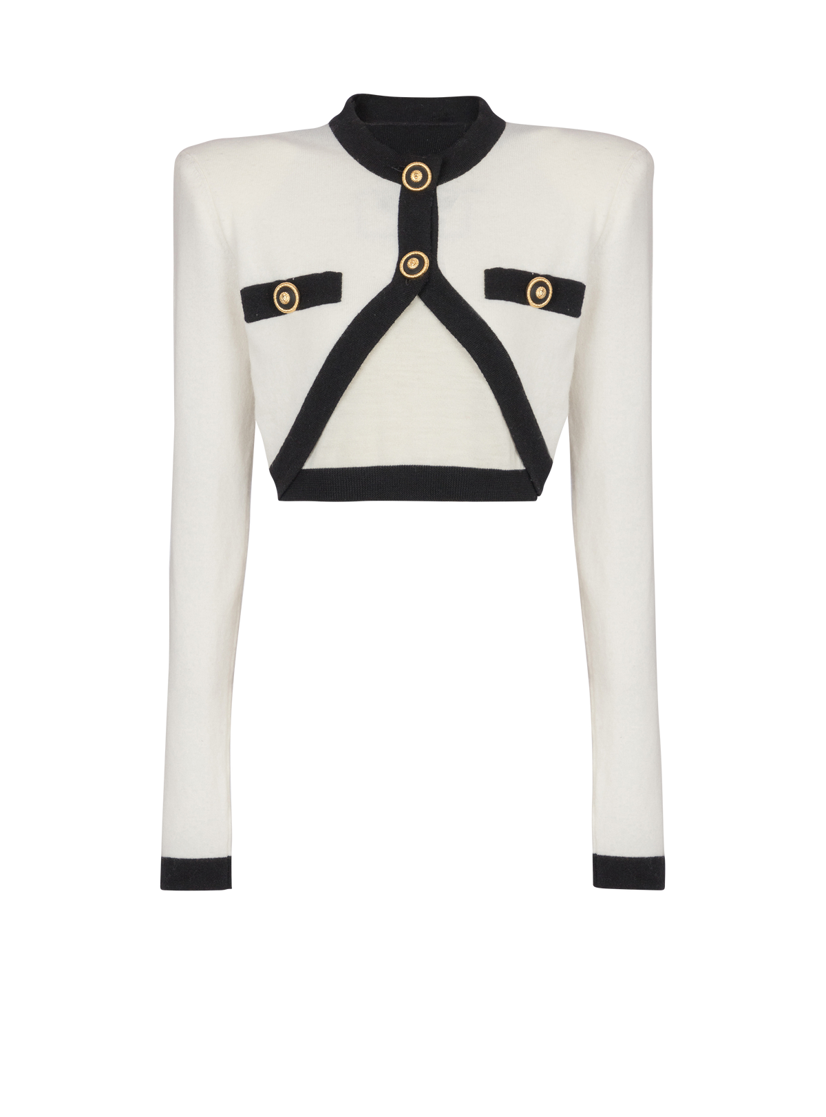 Pull en maille avec cardigan en trompe-l'œil - Naturel & Noir
