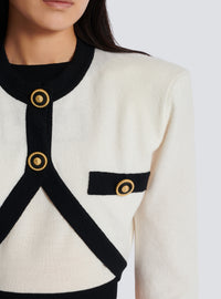 Pull en maille avec cardigan en trompe-l'œil - Naturel & Noir