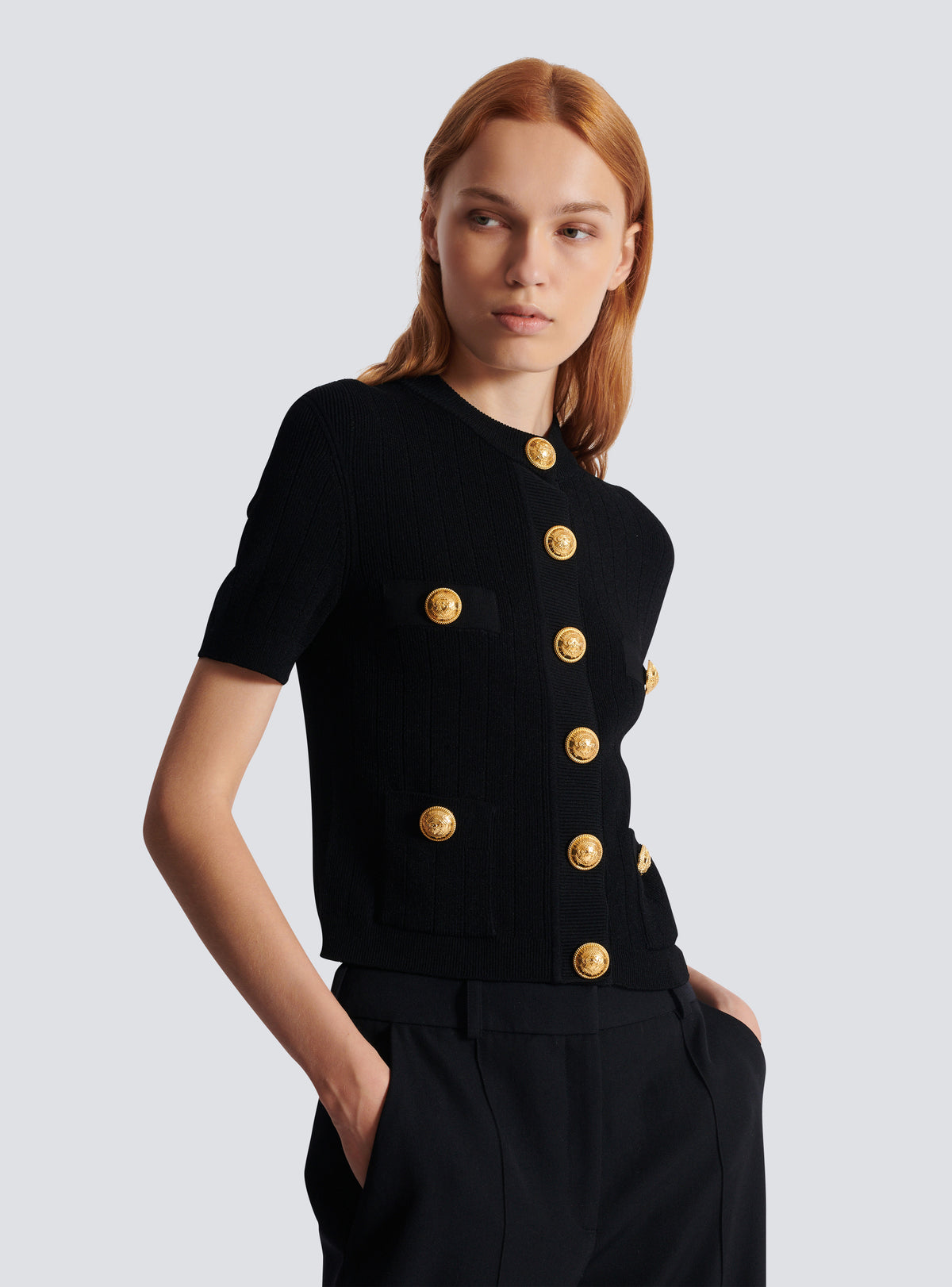 Cardigan en maille 4 poches - Noir