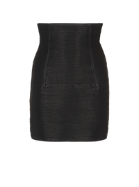 Mini-jupe taille haute en cuir d’agneau - Noir