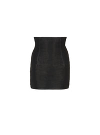 High-waisted short leather skirt - Black