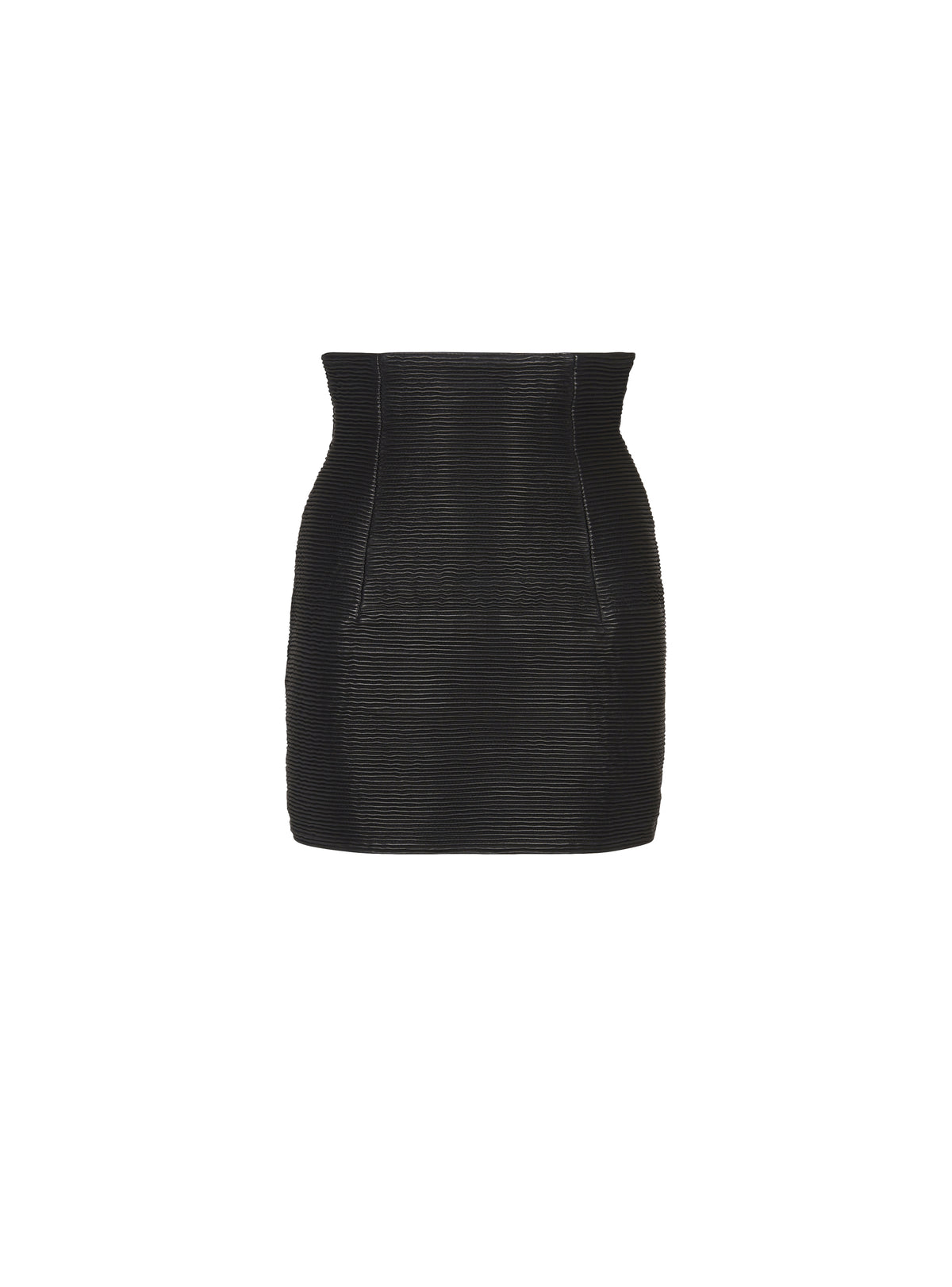 High-waisted short leather skirt - Black
