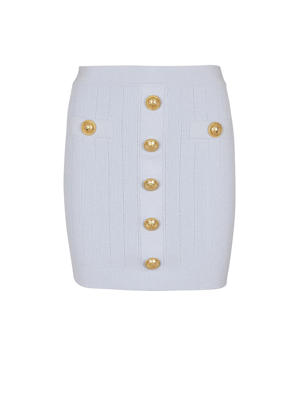 Jupe en maille à boutons - Bleu Pâle