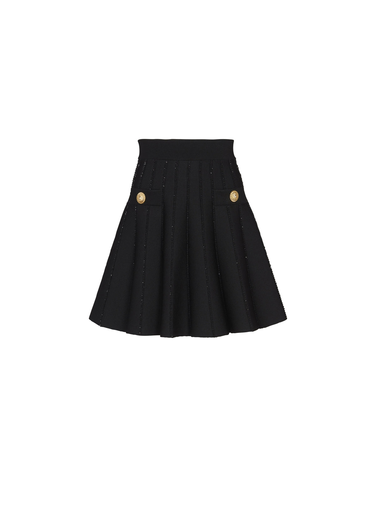 Jupe courte évasée en maille - Noir
