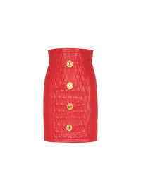 Topstitched short leather skirt - Red