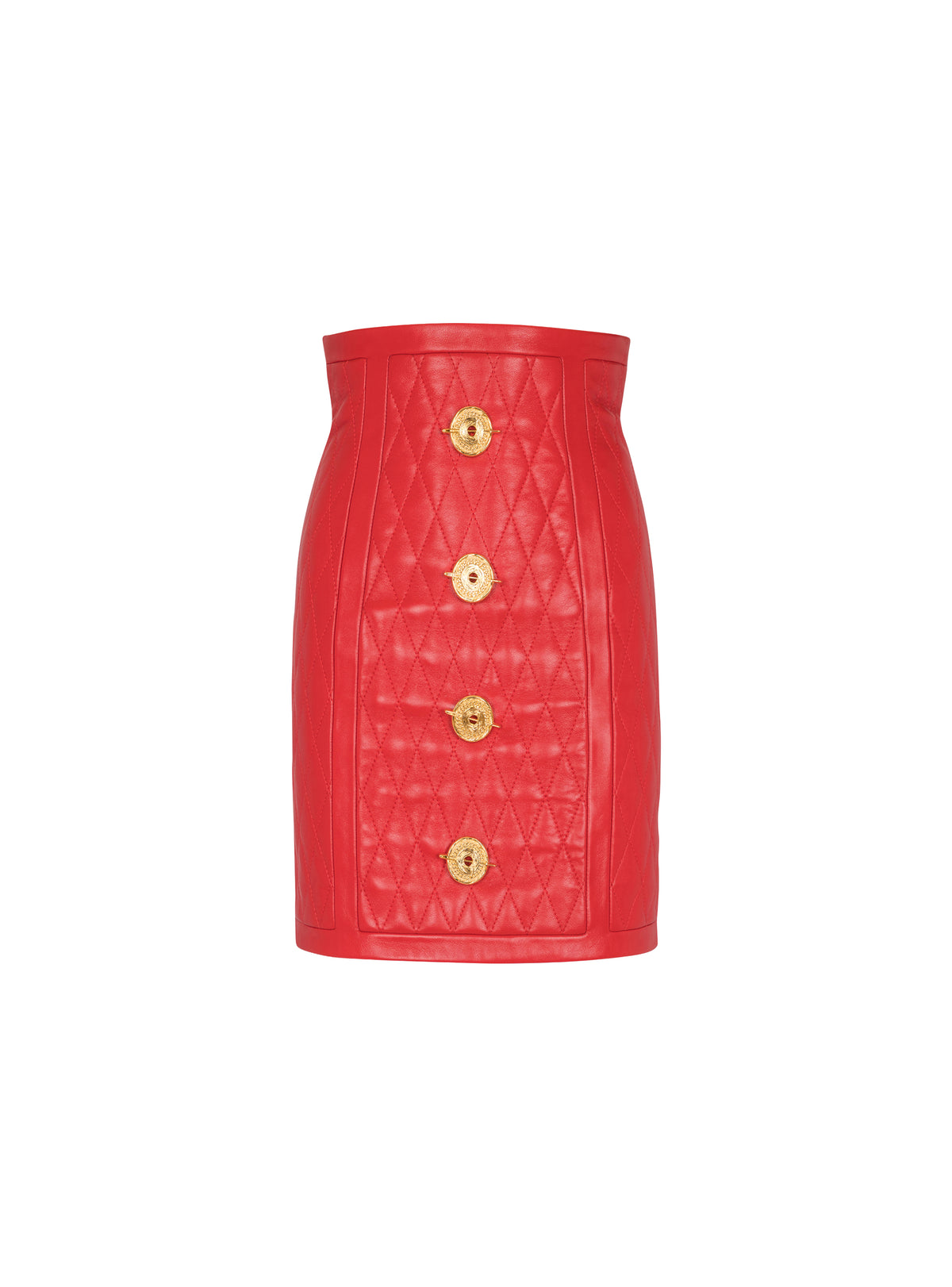 Topstitched short leather skirt - Red