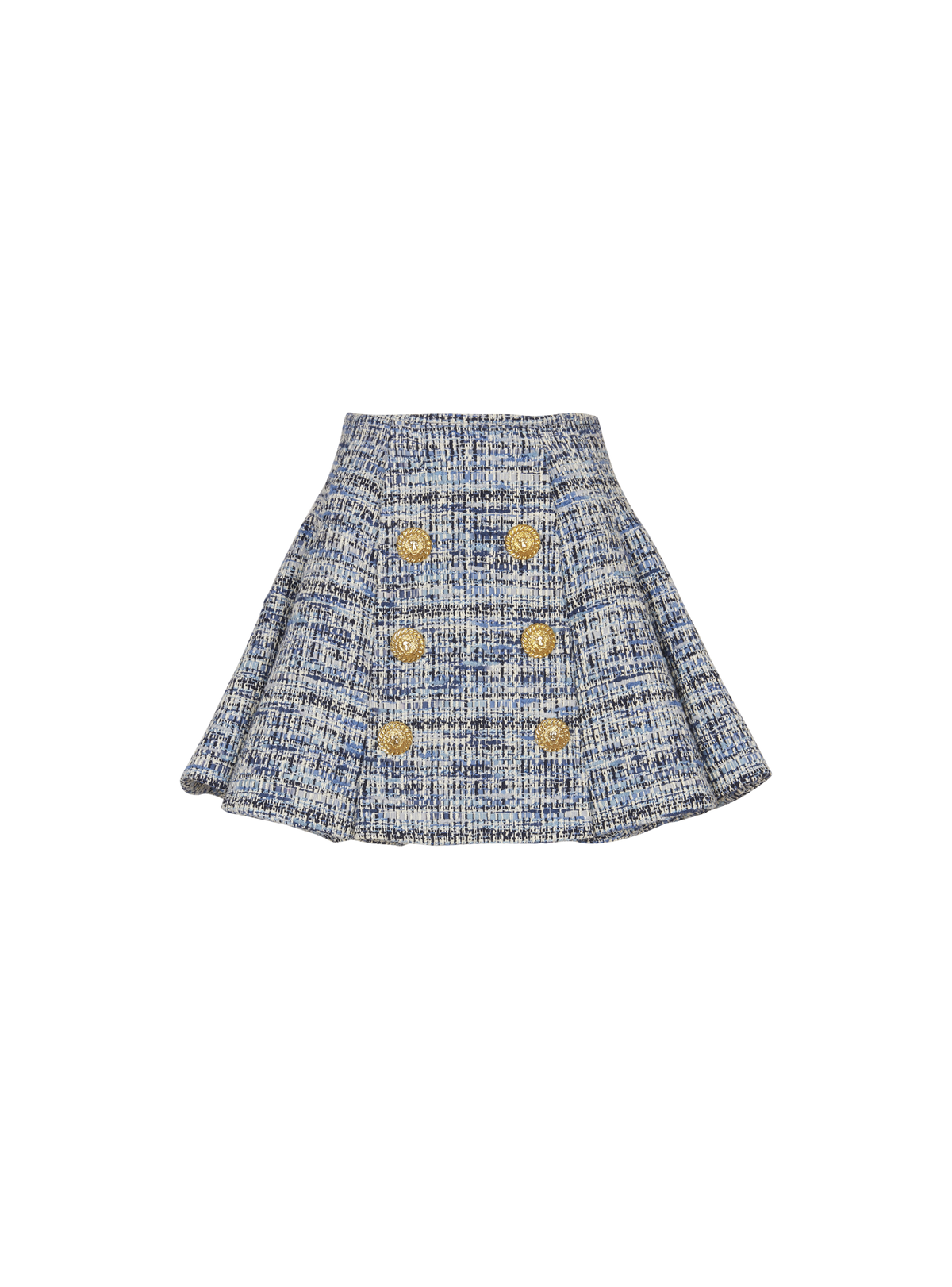 Jupe évasée à plis en tweed - Bleu Jean Clair