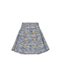 Flared short tweed skirt - Light Jean Blue