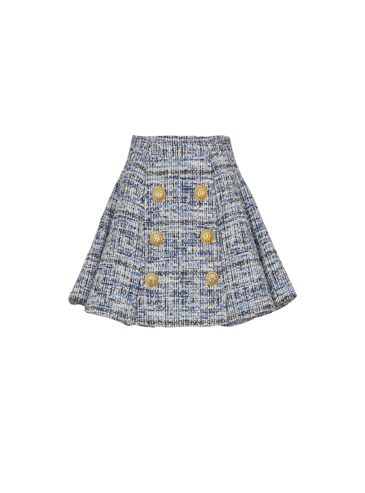 Flared short tweed skirt - Light Jean Blue