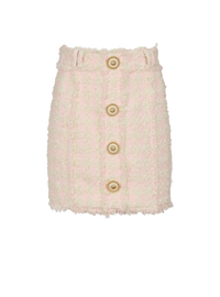Mini-jupe taille haute en tweed boutonnée - Rose & Beige
