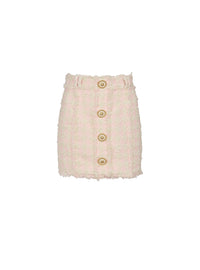 Jupe courte taille haute en tweed - Rose & Beige
