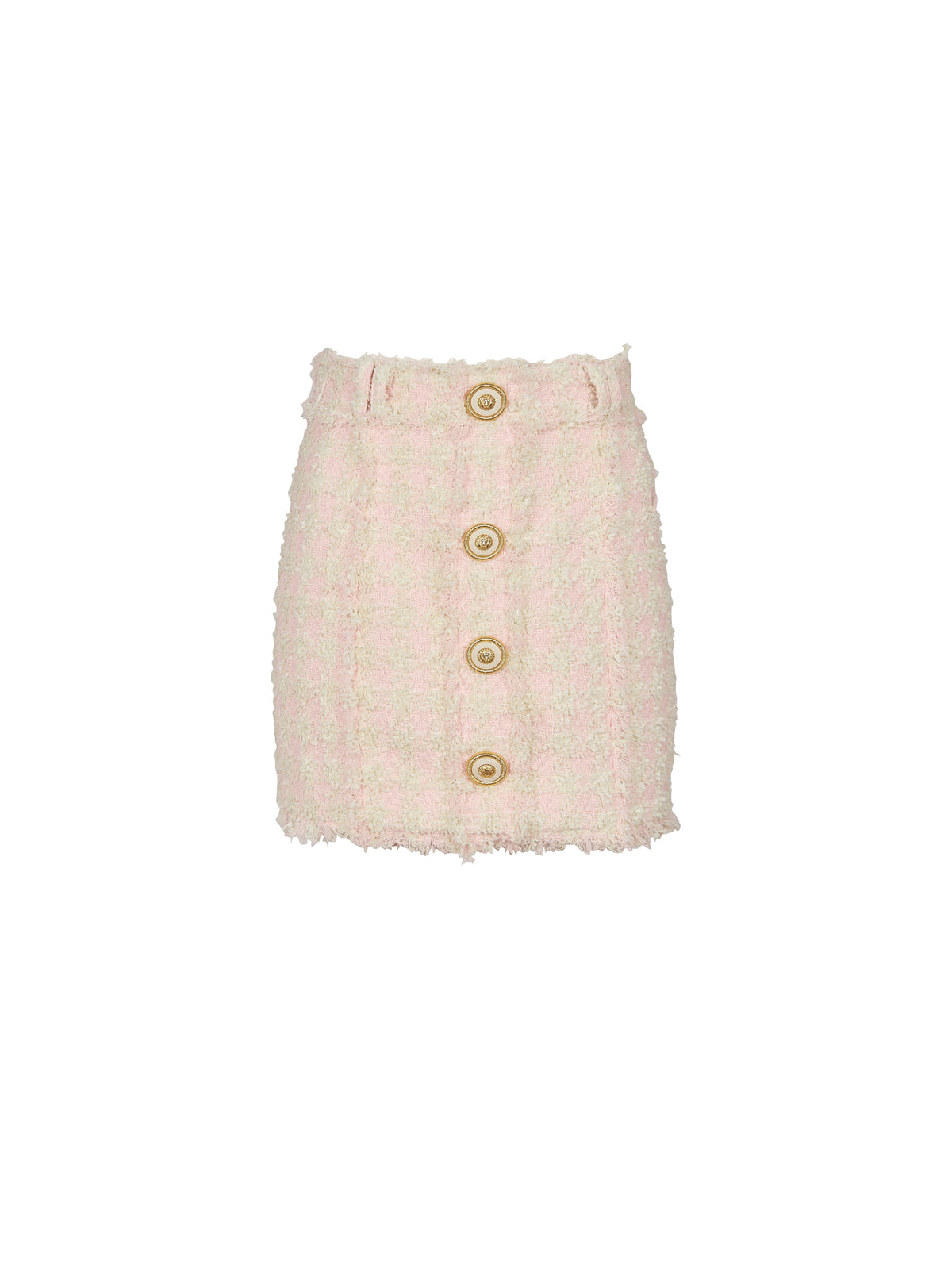 Jupe courte taille haute en tweed - Rose & Beige