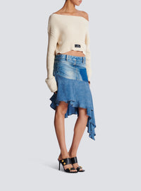 Asymmetric short denim skirt - Jean Blue