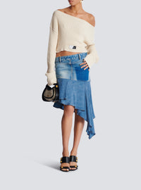 Asymmetric short denim skirt - Jean Blue