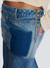 Jupe courte asymétrique en denim - Bleu Jean