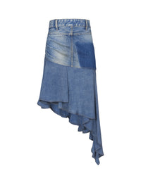 Asymmetric short denim skirt - Jean Blue