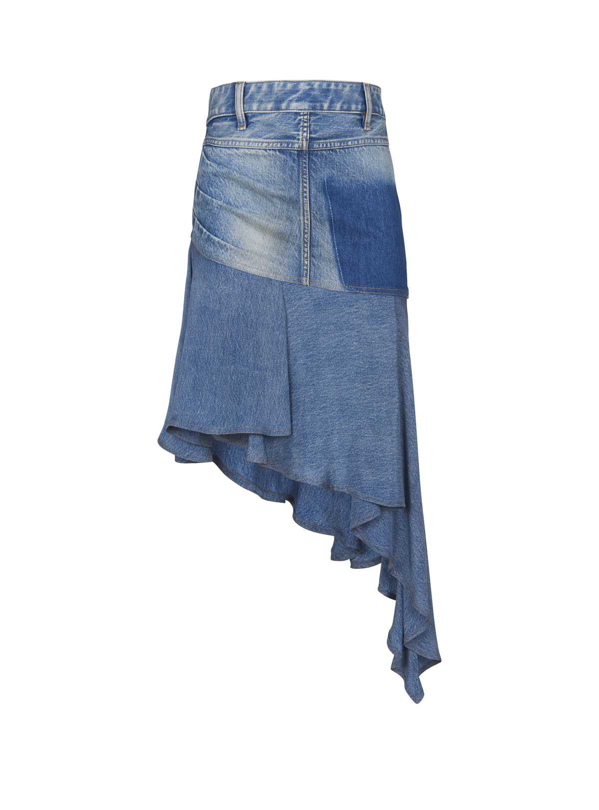 Asymmetric short denim skirt - Jean Blue
