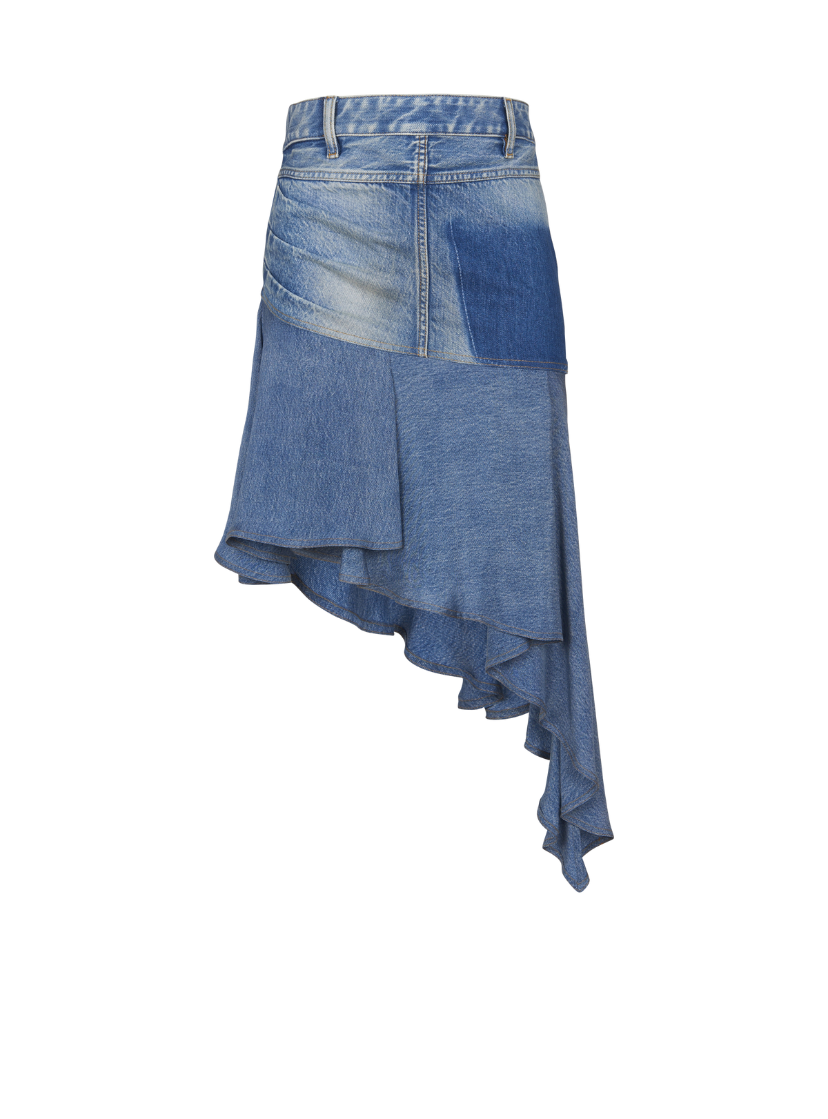 Jupe courte asymétrique en denim - Bleu Jean