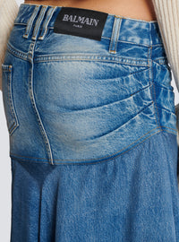 Jupe courte asymétrique en denim - Bleu Jean