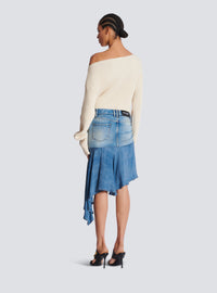 Jupe courte asymétrique en denim - Bleu Jean