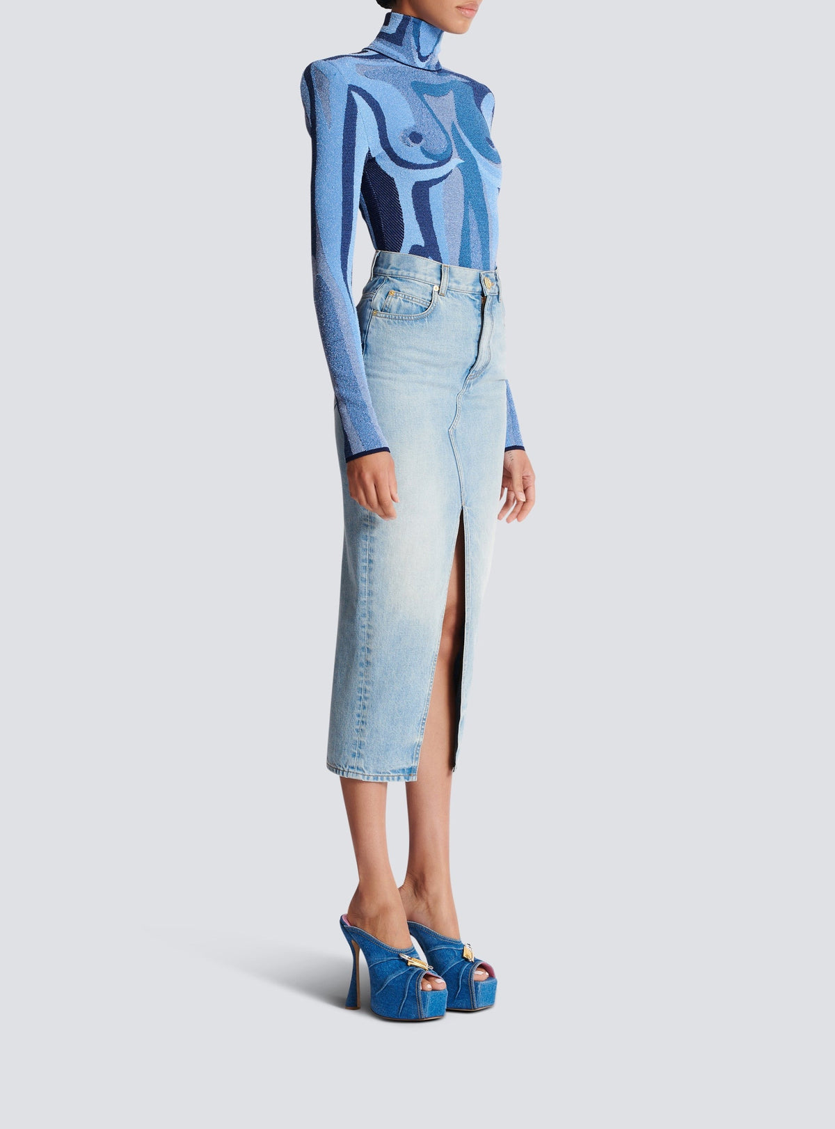 Denim midi skirt - Light Jean Blue