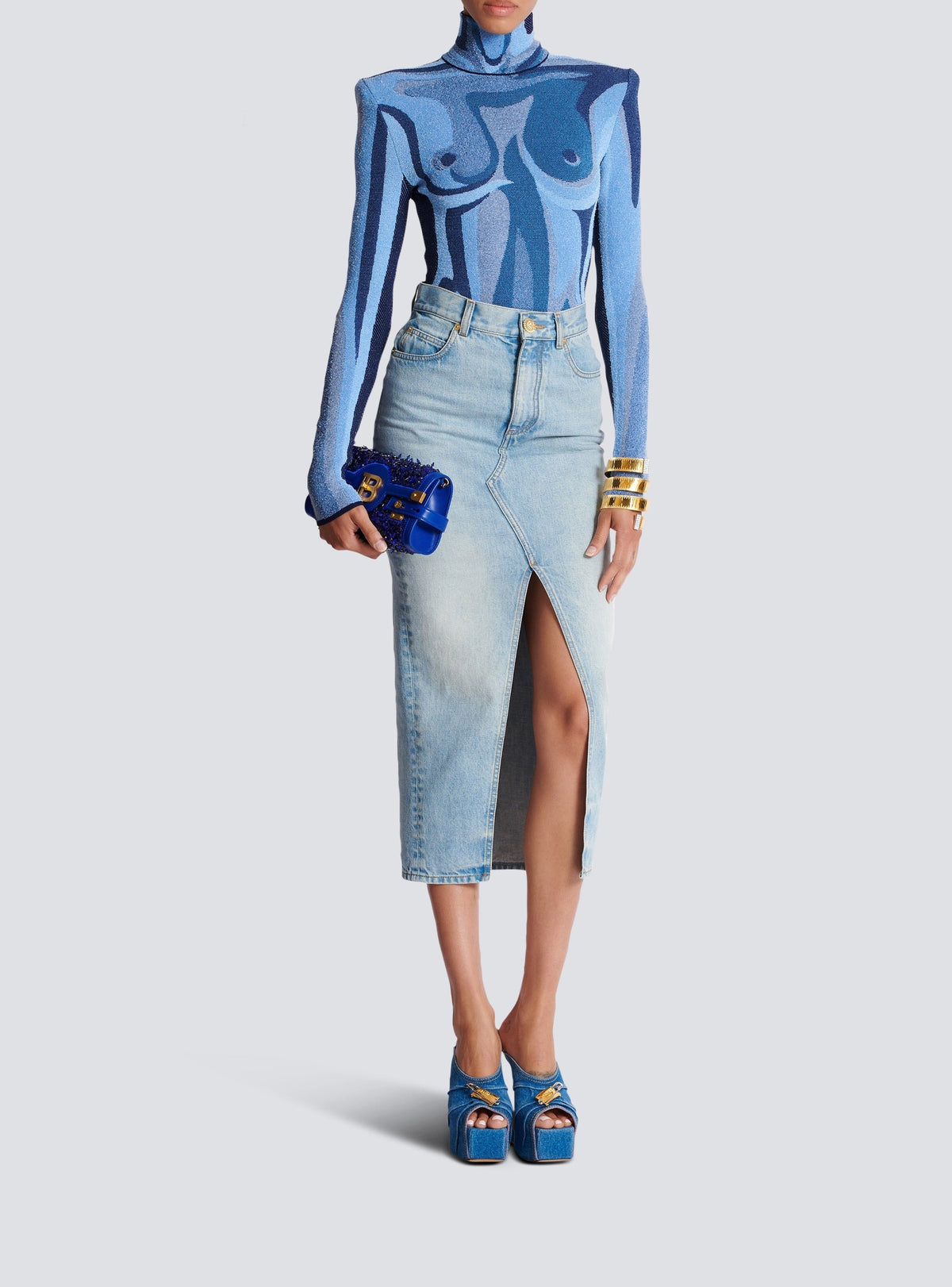 Denim midi skirt - Light Jean Blue