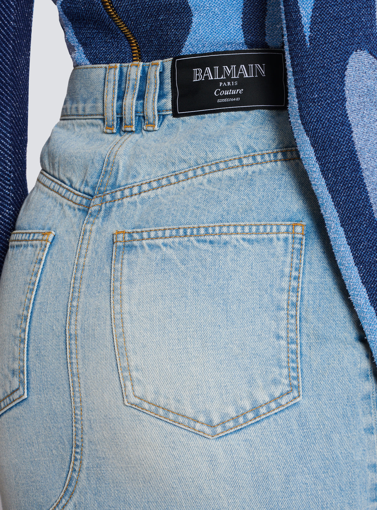 Jupe midi en denim - Bleu Jean Clair