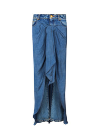 Denim trousers with draped skirt - Jean Blue